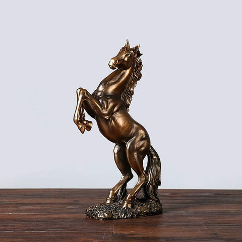 12 inch Standing Horse Resin Statue for Home Decor Animal Ornament Sculpture Rearing Horse Art Figurine Decorative Sculpture - Bronze