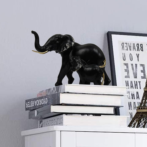 Elephant Figurines Ornaments, Elephant Resin Statue Decoration Animal Decor Lucky Elephant Gifts Home Decor for Office Bookshelf TV Stand Living Room