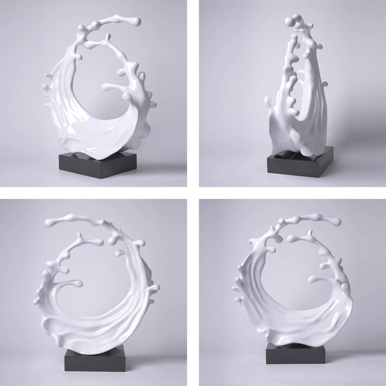 Abstract Sculpture Decor Modern Arts Sea Wave Figurine Table Centerpiece Statue Polyresin White 16.5 inch