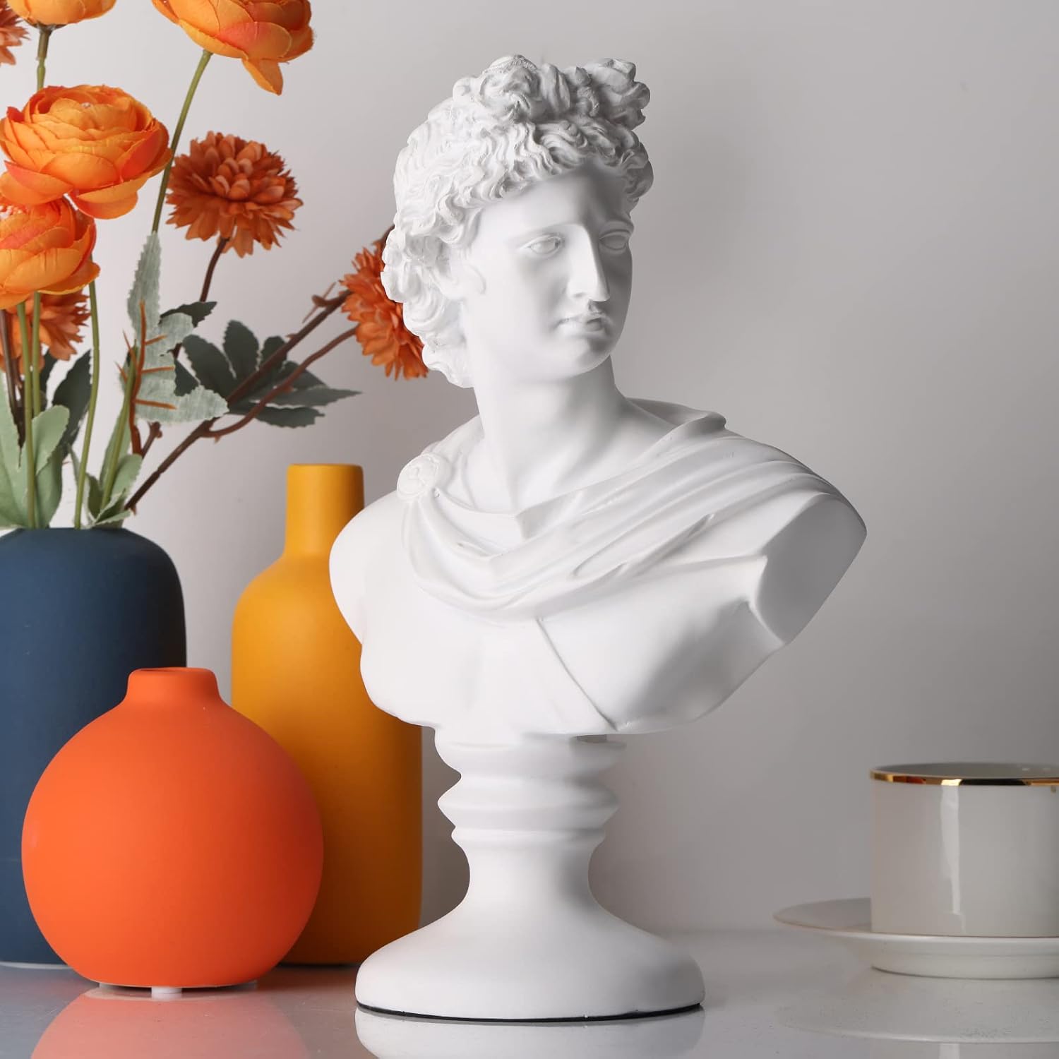 11.8 Inch Greek Statue of David, Classic Roman Bust,David Bust,Greek Mythology Sculpture for Home Decor,Large Roman Goddess Apollo Sculpture for Home Décor Resin Crafts for Sketch Practice Artist