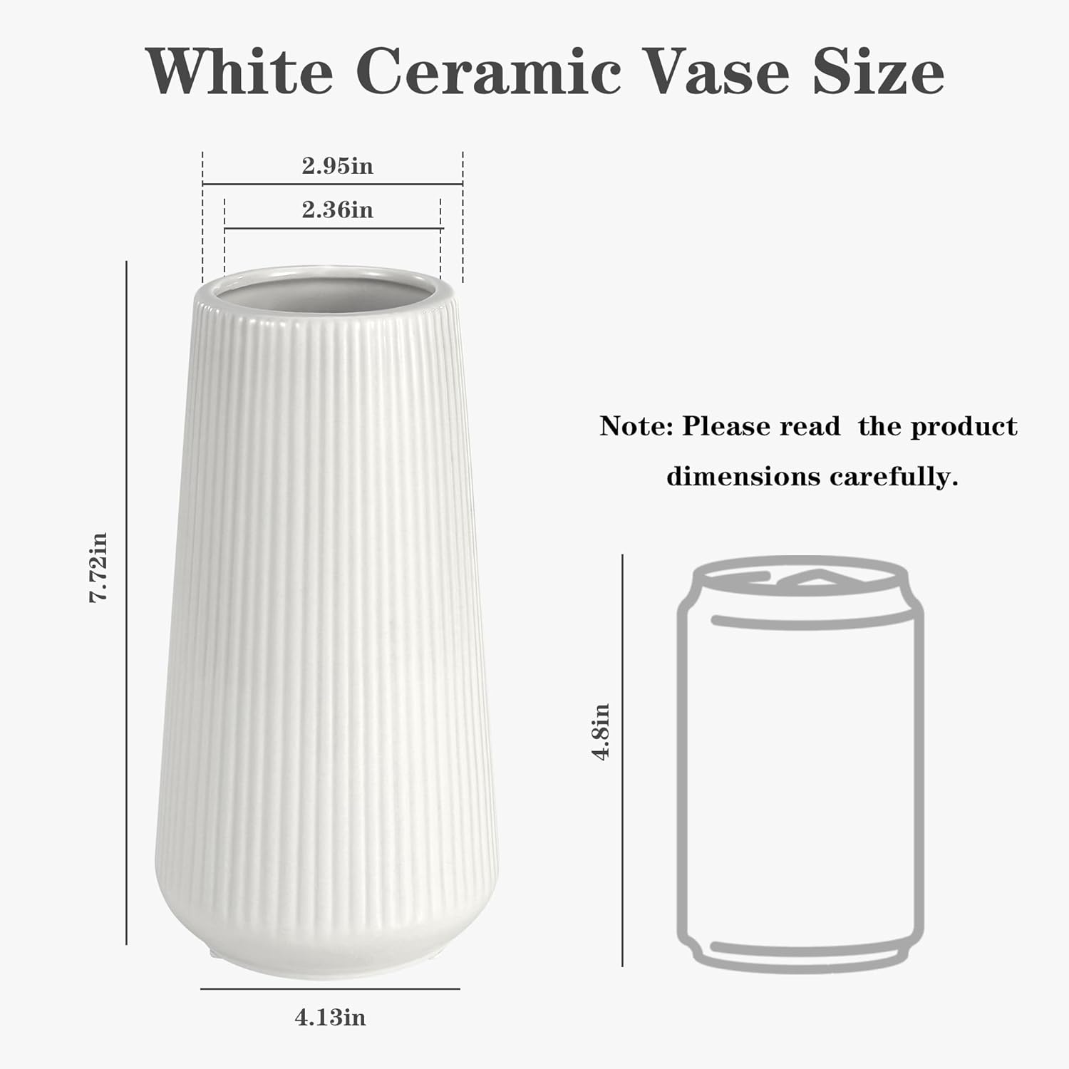 White Ceramic Vase, GUKJOB Small Cute Flower Vase for Pampas Grass, Home, Living Room, Dining Table, Farmhouse, Office Decor, Bedroom, Table, and Kitchen Shelf (White)