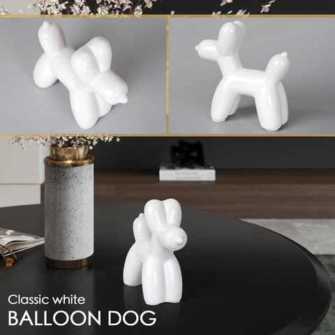 Large Cute Ceramics Balloon Dog Statue Crafts Living Room Desktop Decorations,Handmade Modern Small Ceramic Animal Statue Ornament Home Decor Accents