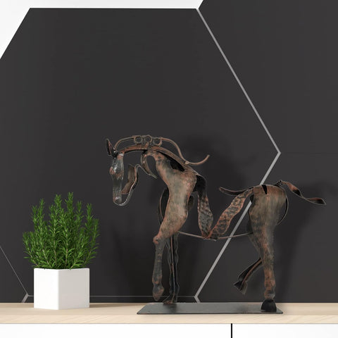 Art Metal Horse Statue Decor,Handmade Modern Horse Carving Crafts,Metal Horse Sculpture Decorations Gift for Home, Office, Bookshelf, firplace Figurine