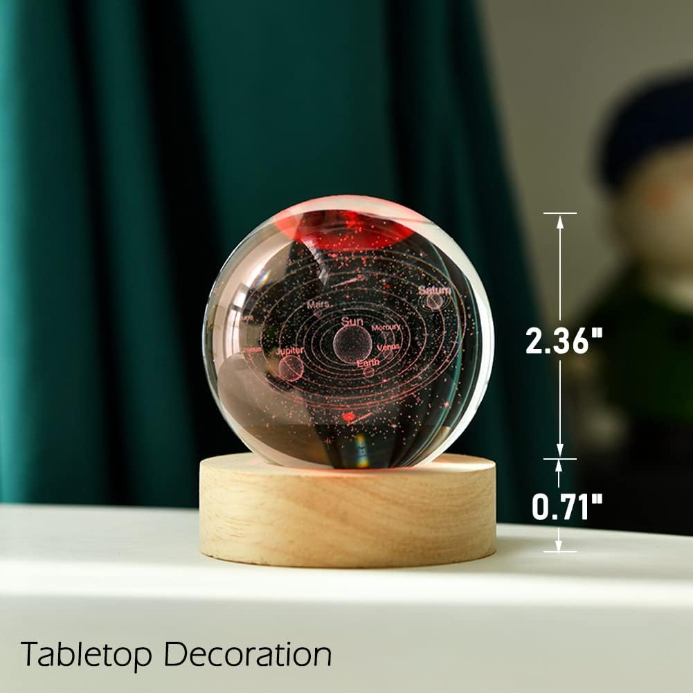 3D Cat Themed Gifts for Women Decor for Cat Lovers Cat Mom Crystal Ball Cat Related Sympathy Presents with Wooden Light Base