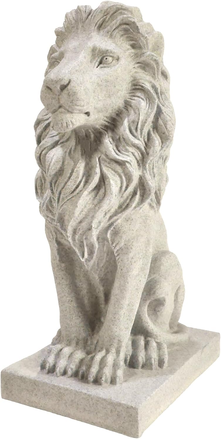 SIMON'S SHOP Lion Statues and Bookends, Beige Lion Sculptures for Mantel, Table Shelf Decor, 13'' Tall