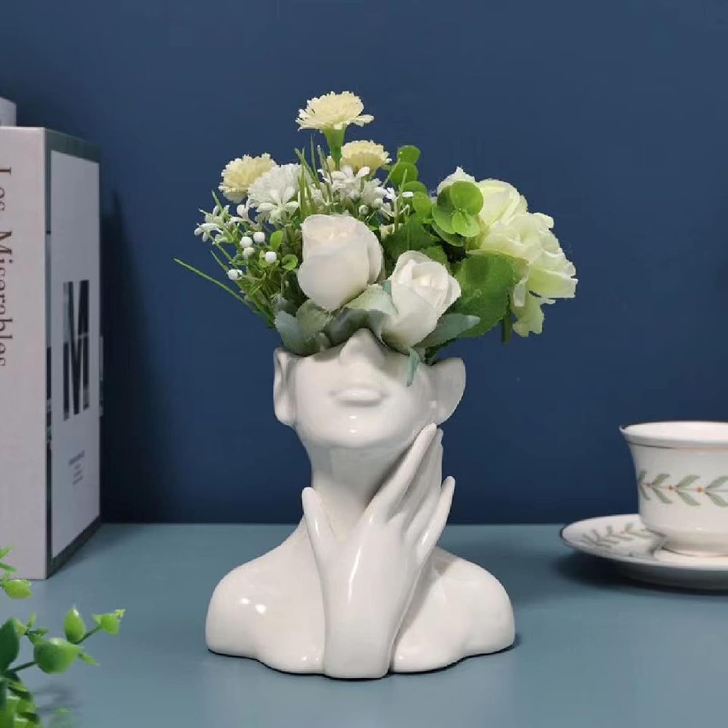 Female Form Face Vase Art Vase for Home Office Décor Ceramic Body Vase Female Form Ideal Shelf Decor,Modern Farmhouse Table Decor,Small Vase Bookshelf Decor