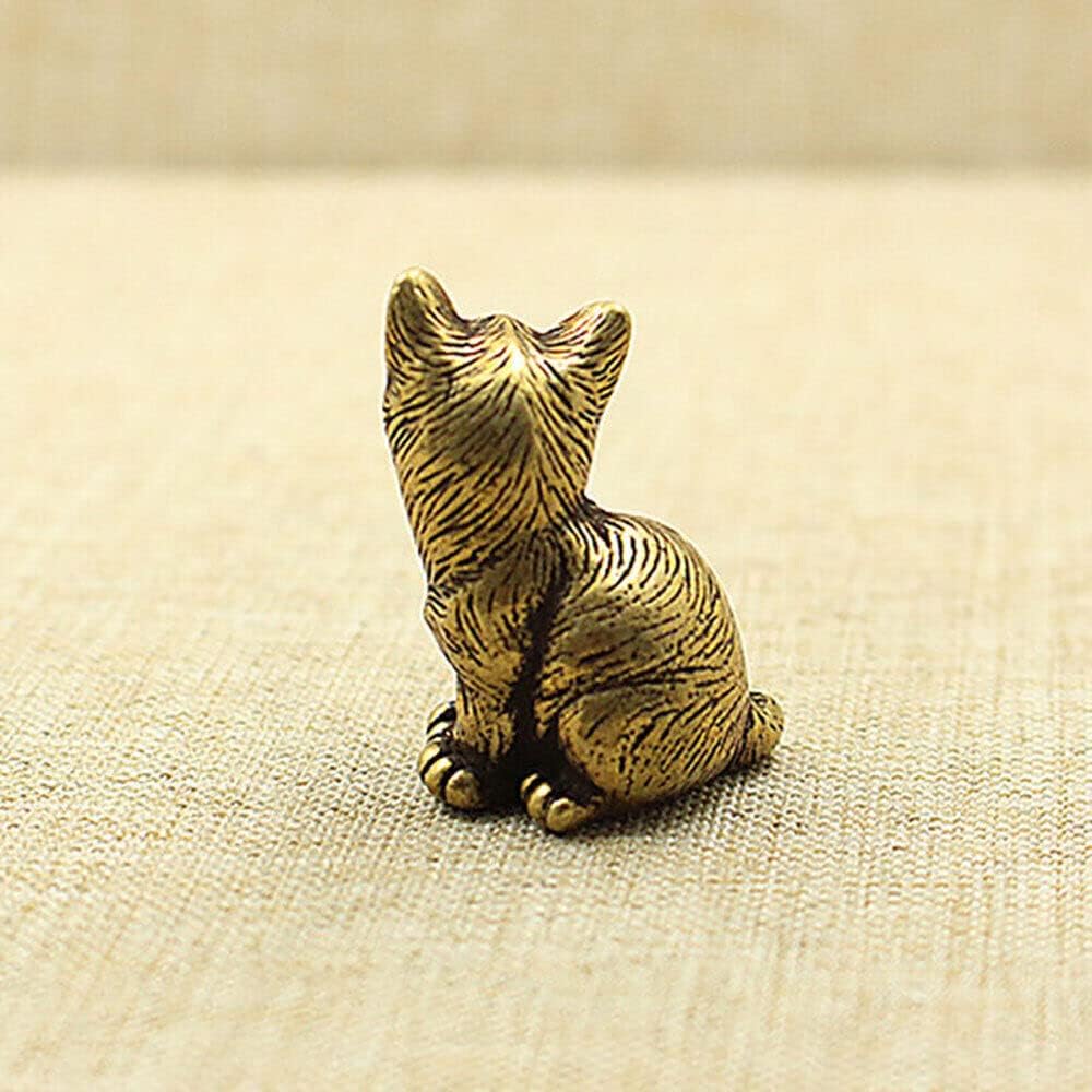 Brass Cat Figurine Small Cat Statue Animal Figurines Home Desktop Decoration