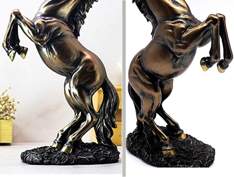 12 inch Standing Horse Resin Statue for Home Decor Animal Ornament Sculpture Rearing Horse Art Figurine Decorative Sculpture - Bronze