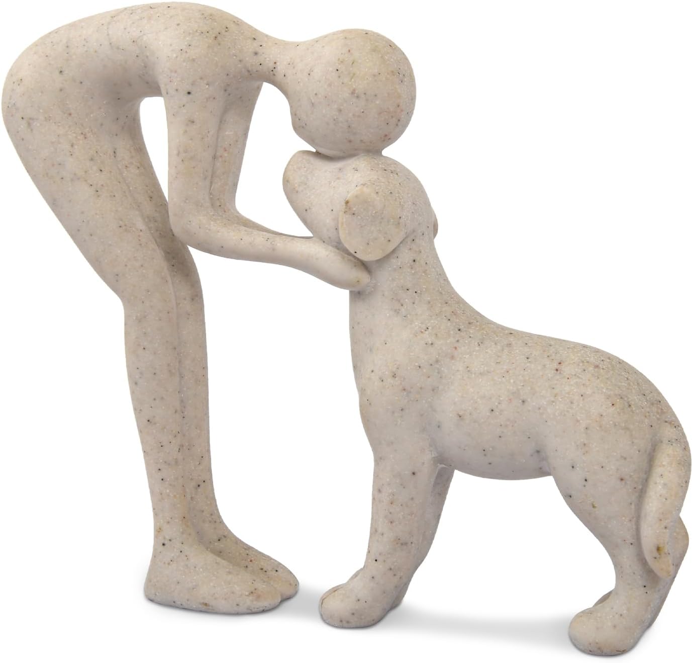 Dog Sculpture Home Decor Cute Man and Dog Statue Decoration for Office、Living Room、Bedroom、Home， Memory Gifts for Pet Lovers (Sandstone)