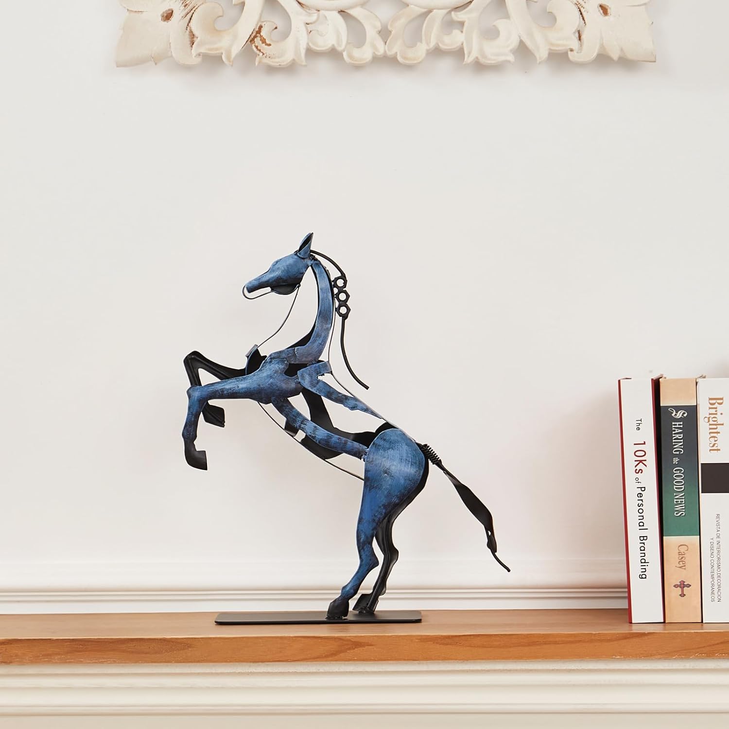 Standing Horse Statue - Hand Painted Metal Desktop Sculpture, Home & Office Animal Statue, Memorial Gift for Horse Lovers (Black)