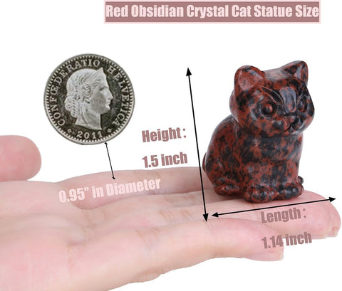 Cat Decor Black Obsidian Cat Crystal Figurines Crystals Gifts for Cat Lovers Men Women Lucky Cute Cat Statue for Room Desk Decor 1PC