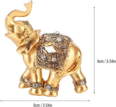 2pcs Elephant Statue,Feng Shui Lucky Elephant Figurine,Golden Elegant Elephant Sculpture Wealth Lucky Figurine,Small Resin Home Decoration Wealth Figurine Feng Shui Decor