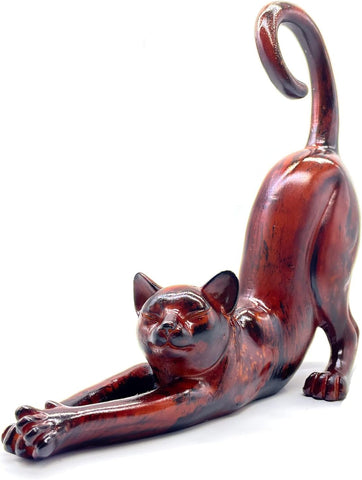 Cat Stretching Statue Figurine Sculpture Gifts for Cat Lover Art Cat Office Home Decor Desk Accessories Decoration