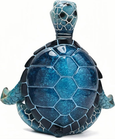 VVGIFTS Sea Turtle Meditation Yoga Decor, Meditating Coastal Beach Decorations, Zen Yoga Resin Statue for Home Office Ornaments (Put The Palm Separate)