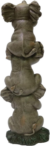 See Hear Speak No Evil Elephants Totem Statue 9" Tall Jungle Safari Wildlife Acrobatic Elephants Figurine Decor Sculpture Pole Resin Home Decorative Accent