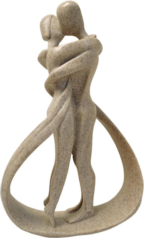 Couple Sculptures for Home Decor, Anniversary Statue Gifts, Hugging Couple Figurines, Modern Romantic Sculptures for Living Room, Bedroom, Office Decor (Sandstone)