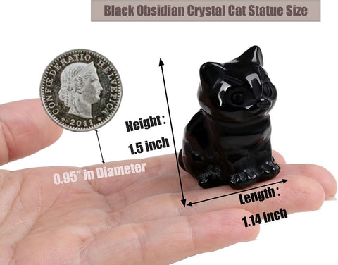 Cat Decor Black Obsidian Cat Crystal Figurines Crystals Gifts for Cat Lovers Men Women Lucky Cute Cat Statue for Room Desk Decor 1PC