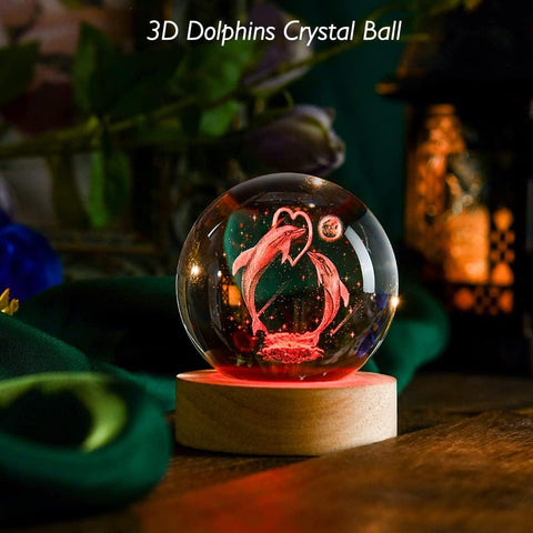 3D Cat Themed Gifts for Women Decor for Cat Lovers Cat Mom Crystal Ball Cat Related Sympathy Presents with Wooden Light Base