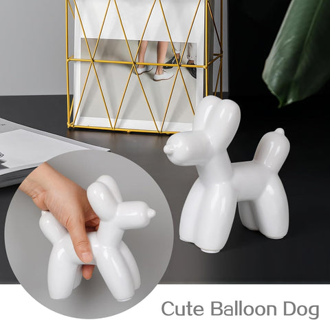 Large Cute Ceramics Balloon Dog Statue Crafts Living Room Desktop Decorations,Handmade Modern Small Ceramic Animal Statue Ornament Home Decor Accents