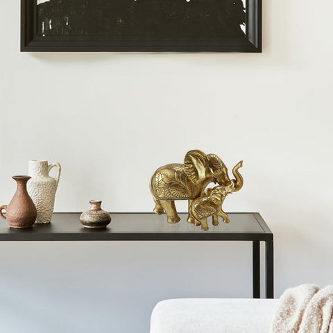 Elephant Statue for Home Decor Gold 9.2IN,Elephant Statues for Table Deskr-Elephant Decor for Living Room-Indoor Elephant Gift for Relaxation Meditation or Shrine