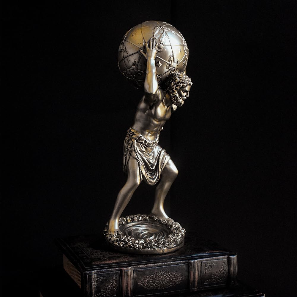 Atlas Statue -11.4 Inch Bronze, Home Library Decor, Office Decoration for Men, The World is Yours Statue, Goddess, Greek Mythology, Greek Sculpture