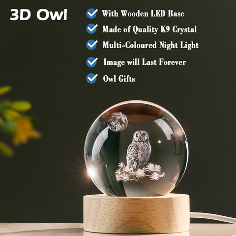 3D Cat Themed Gifts for Women Decor for Cat Lovers Cat Mom Crystal Ball Cat Related Sympathy Presents with Wooden Light Base