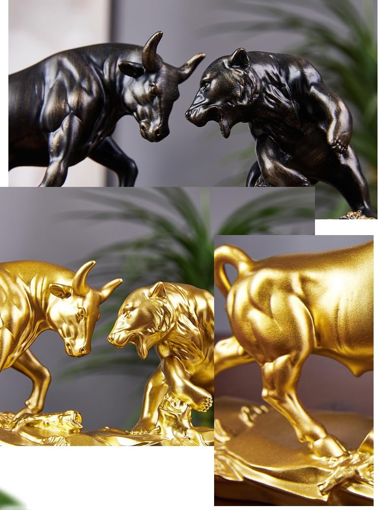 Bull and Bear Statue,Resin Abstract Tabletop Decor, Stock Market Decor,Gifts for Financial Investment Managers Investor.