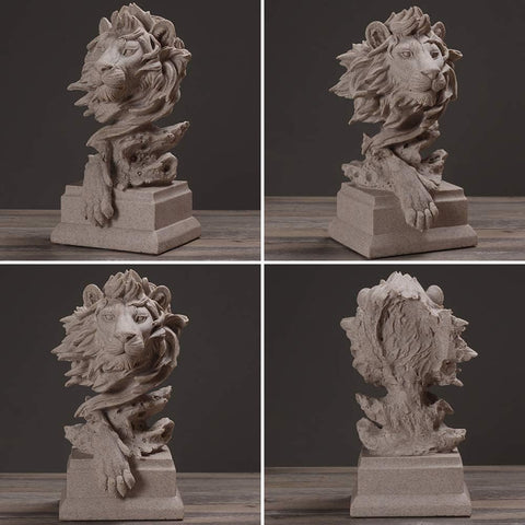 Sandstone Lion - The King of Beasts - Statue Decoration for Home/Study/Living Room, Great Collectible Figurines, Best Gift for The Man, Golden Color (HH17-D2)