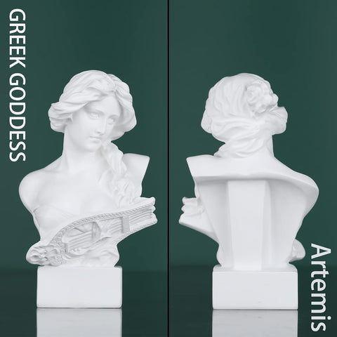 6" H Greek Mythology Bust Statue Decor,Artemis Statues Roman Goddess Figurines,Used for Sketch Practice Aesthetics Statues and Sculptures and Indoor Filling Space for Living Room, Bedroom and Study