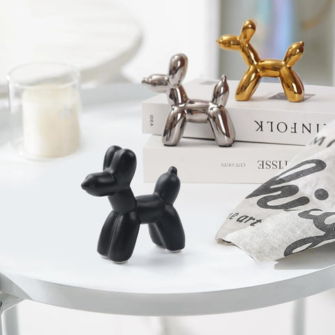 Large Cute Ceramics Balloon Dog Statue Crafts Living Room Desktop Decorations,Handmade Modern Small Ceramic Animal Statue Ornament Home Decor Accents