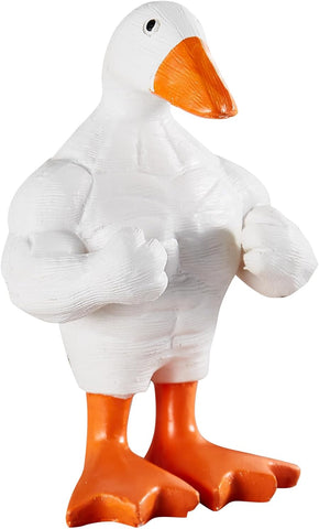 Funny Muscle Duck Statue Home Decor，Cute Little Duck Garden Figurine，Little Duck Craft Decoration Sculpture，Statues for Office Desk Home Decor Figurines Entryway Table Decor(White)