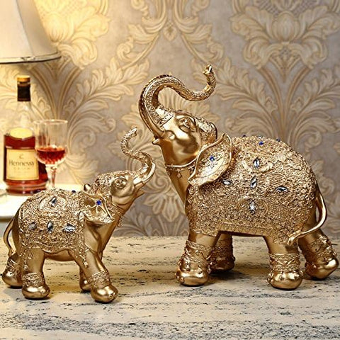 Large Size Feng Shui Mother and Baby Elephant Wealth Lucky Statue/Figurine,Home Decor Gift