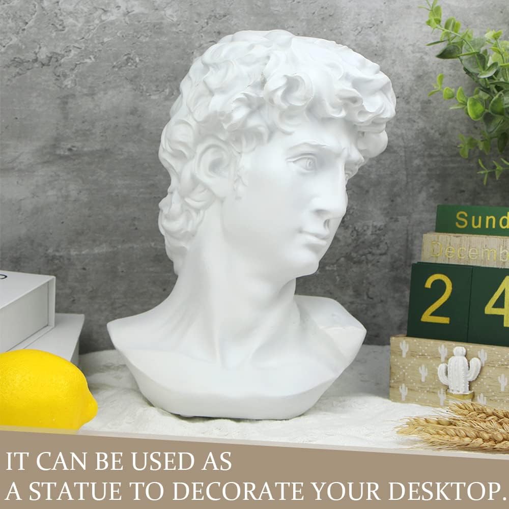 Norrclp 11in Greek Statue of David, Classic Roman Bust Greek Mythology Sculpture for Home Decor