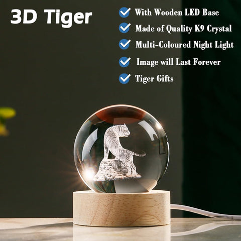 3D Cat Themed Gifts for Women Decor for Cat Lovers Cat Mom Crystal Ball Cat Related Sympathy Presents with Wooden Light Base