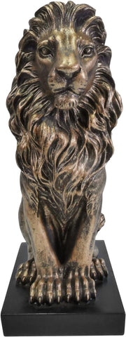 Lion Statues, Bronze Animal Sculptures for Mantel Table Shelf Decor, Lion Bookends for Home Office, 13'' Tall