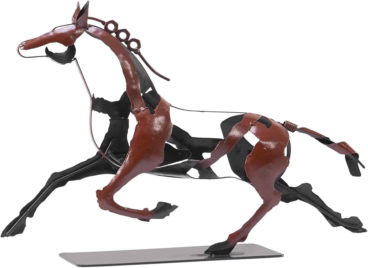 Running Horse Sculpture Western Decor, Handmade Metal Horse Statue Home Decor, Rustic Animal Statue Gifts for Women (Black)