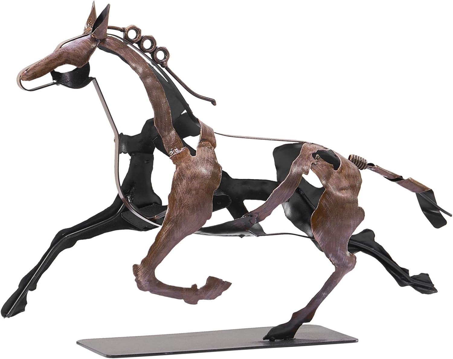 Running Horse Sculpture Western Decor, Handmade Metal Horse Statue Home Decor, Rustic Animal Statue Gifts for Women (Black)