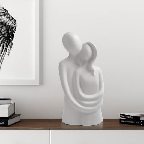 Notakia Hugging Couple Sculptures Home Decor Modern Romantic Love Statue for Office Bookshelf Desktop Decorations (Hugging Couple White)