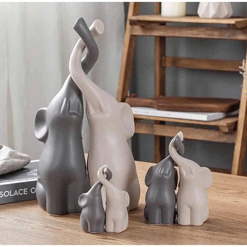 Desktop Sculpture Elephant Statue Animal Jewelry A Pair of Ceramic Doll Porcelain Sculpture Home Accessories Creative Crafts Desktop Decoration Art Figurines