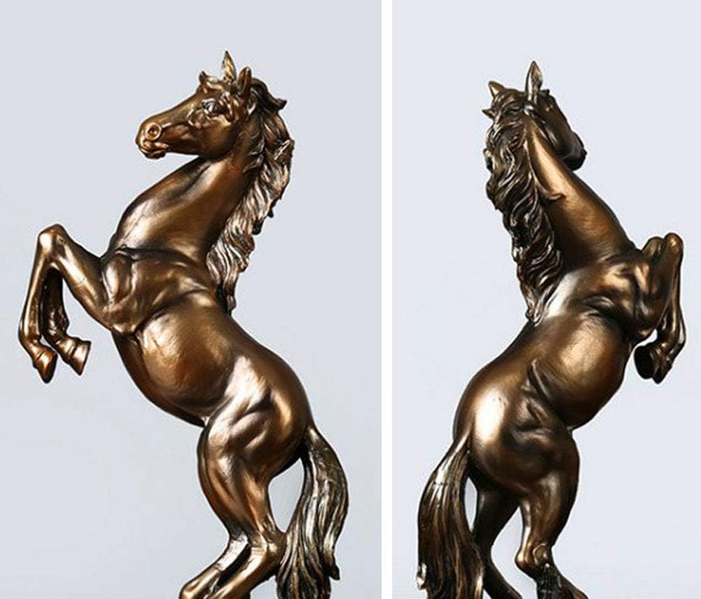 12 inch Standing Horse Resin Statue for Home Decor Animal Ornament Sculpture Rearing Horse Art Figurine Decorative Sculpture - Bronze