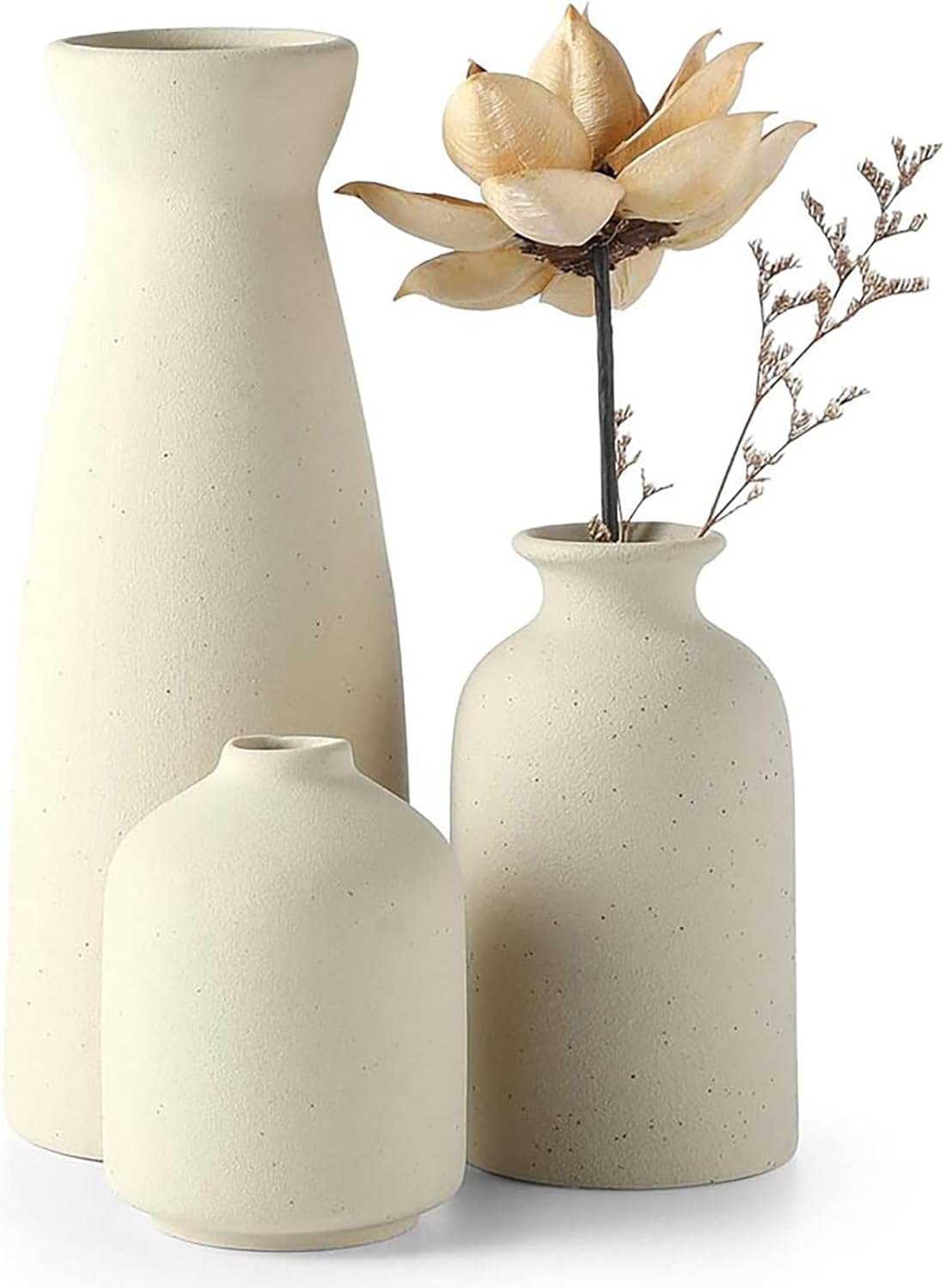 Ceramic Face Vase, Large Flowers Vase in French Country Style for Modern Table Shelf Home Decor, Fit for Fireplace Bedroom Kitchen Living Room Centerpieces Office Desk,Beige