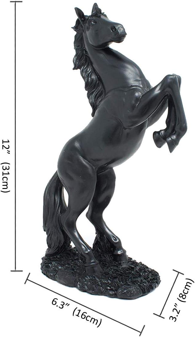 12 inch Standing Horse Resin Statue for Home Decor Animal Ornament Sculpture Rearing Horse Art Figurine Decorative Sculpture - Bronze