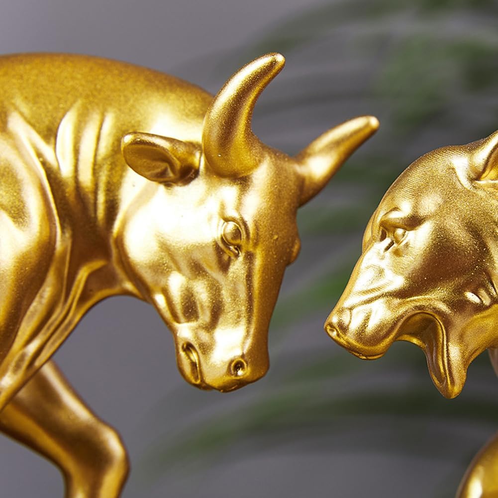 Bull and Bear Statue,Resin Abstract Tabletop Decor, Stock Market Decor,Gifts for Financial Investment Managers Investor.