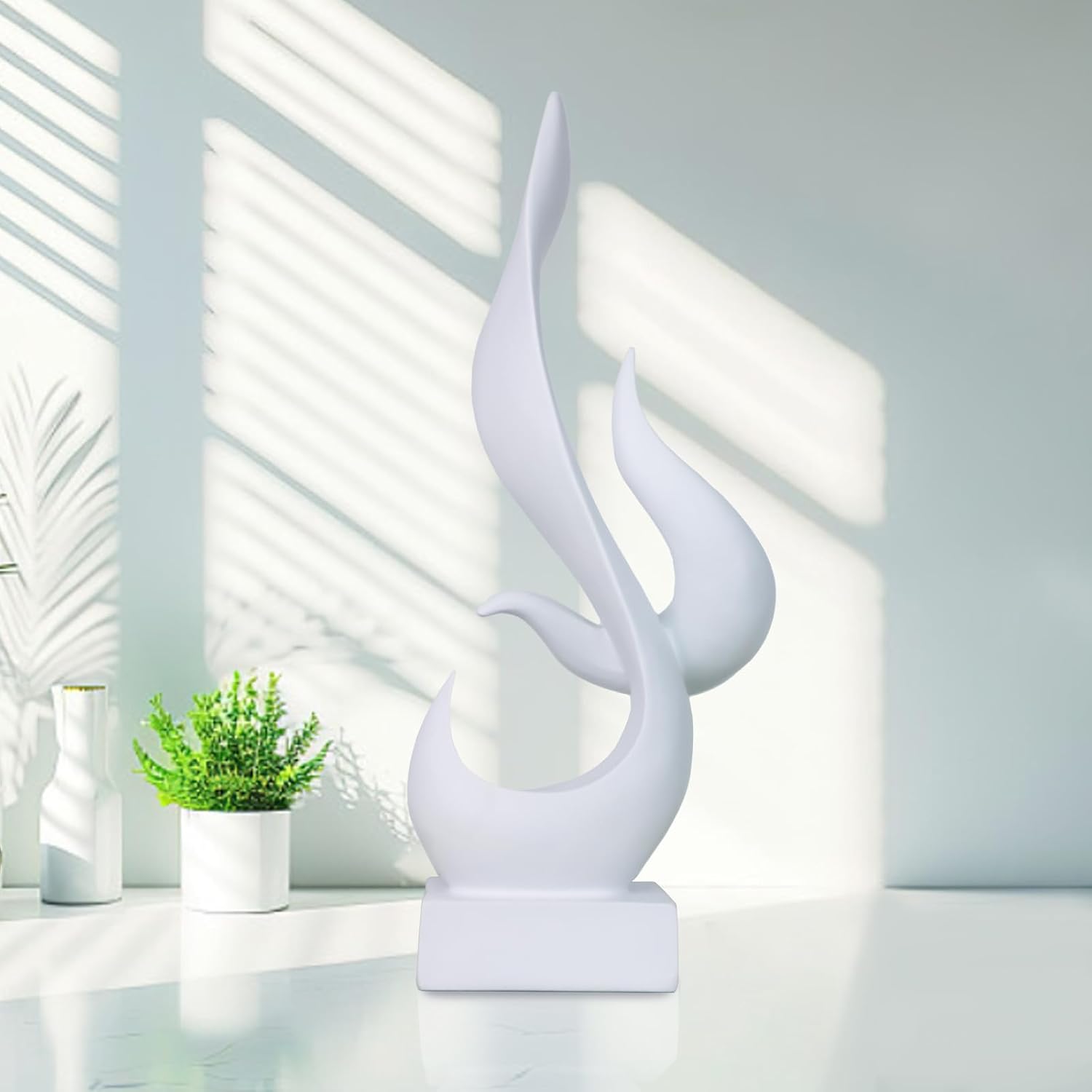 Dosker White Flame Sculptures Home Decor, Abstract Statues Coffee Table Decor for Living Room, Office Desk Figurines and Kitchen Decorations