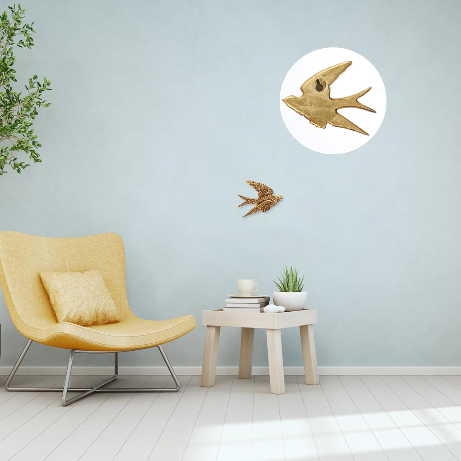 Yardwe Birds Wall Figurines Resin Bird Wall Art Swallow Wall Sculptures Hanging Bird Ornament 3D Flying Birds Wall Decoration for Garden Home Bedroom Decor