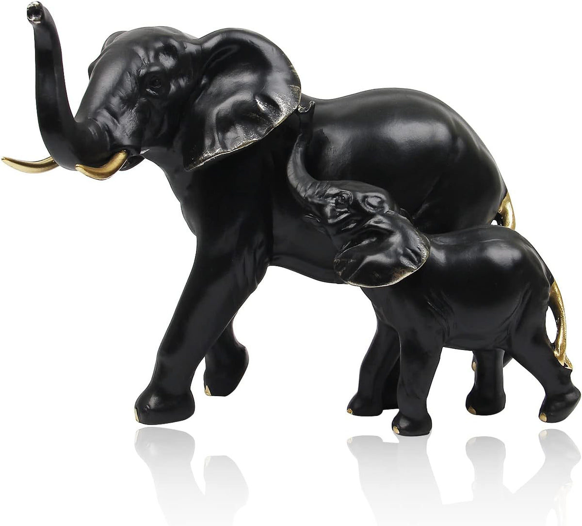 Elephant Figurines Ornaments, Elephant Resin Statue Decoration Animal Decor Lucky Elephant Gifts Home Decor for Office Bookshelf TV Stand Living Room