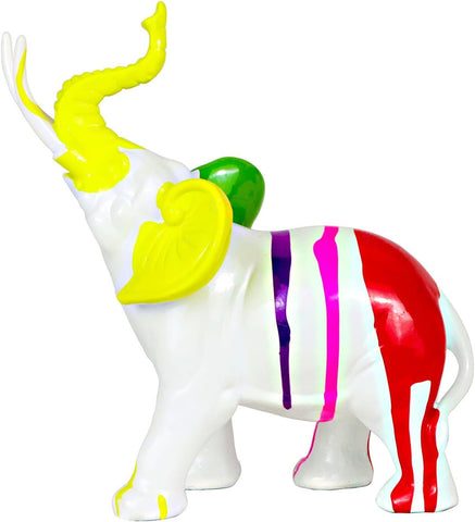 Graffiti Elephant Statue Figurine Colorful Animal Art Sculpture Resin Home Decor Decoration for Living Room Bedroom Book Shelf Cabinet Office Desk Table Top Centerpieces Ornaments (Small)