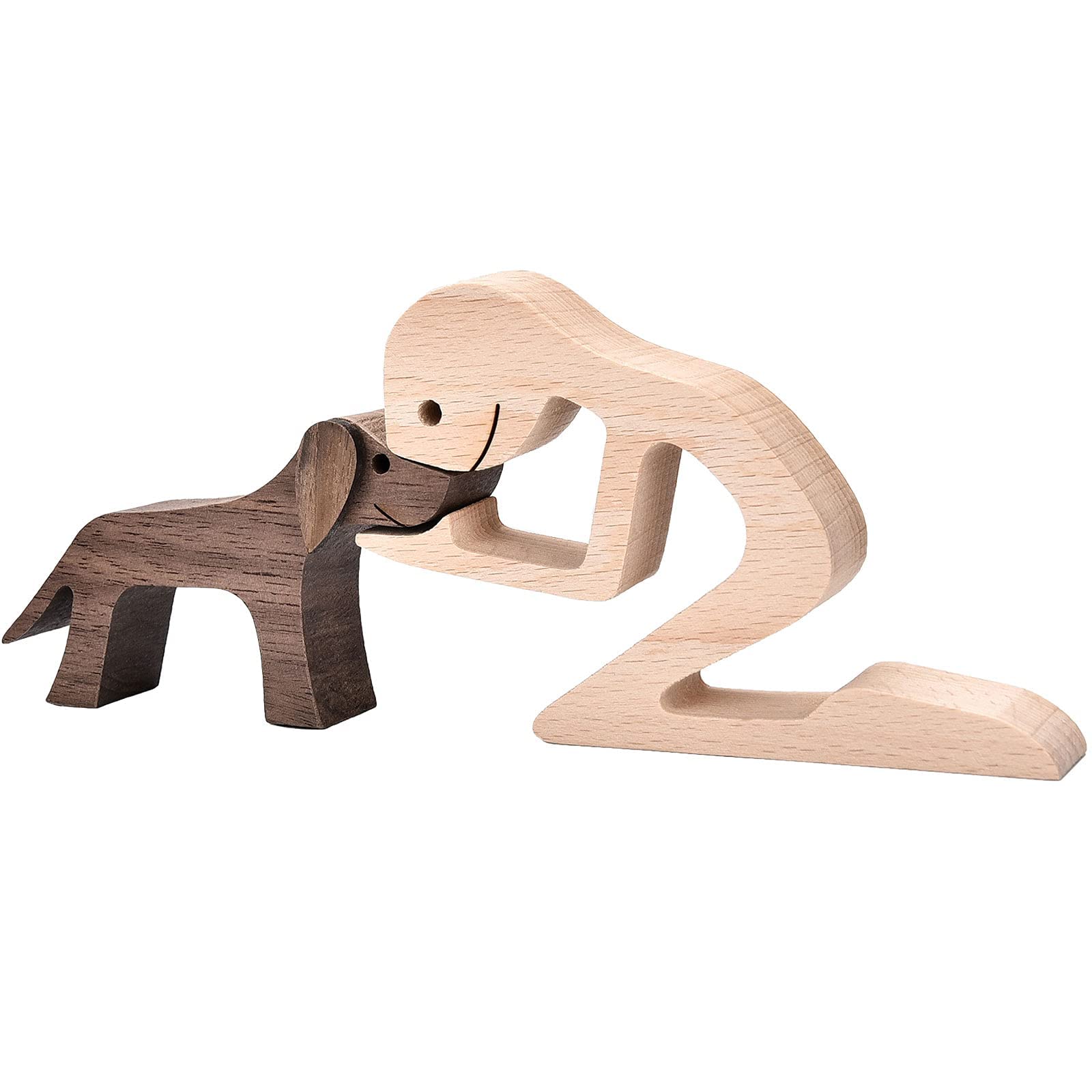 Accent Decor Men and Dog Figura Decorativa Wooden Gift Home Accents