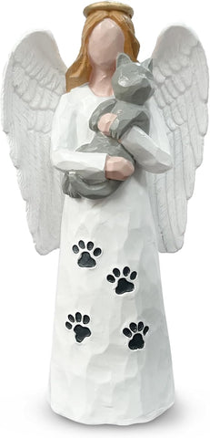 Cat Memorial Figure - Hand-Painted Angel Gift for Cat Lovers, Remembrance of Lost Pet