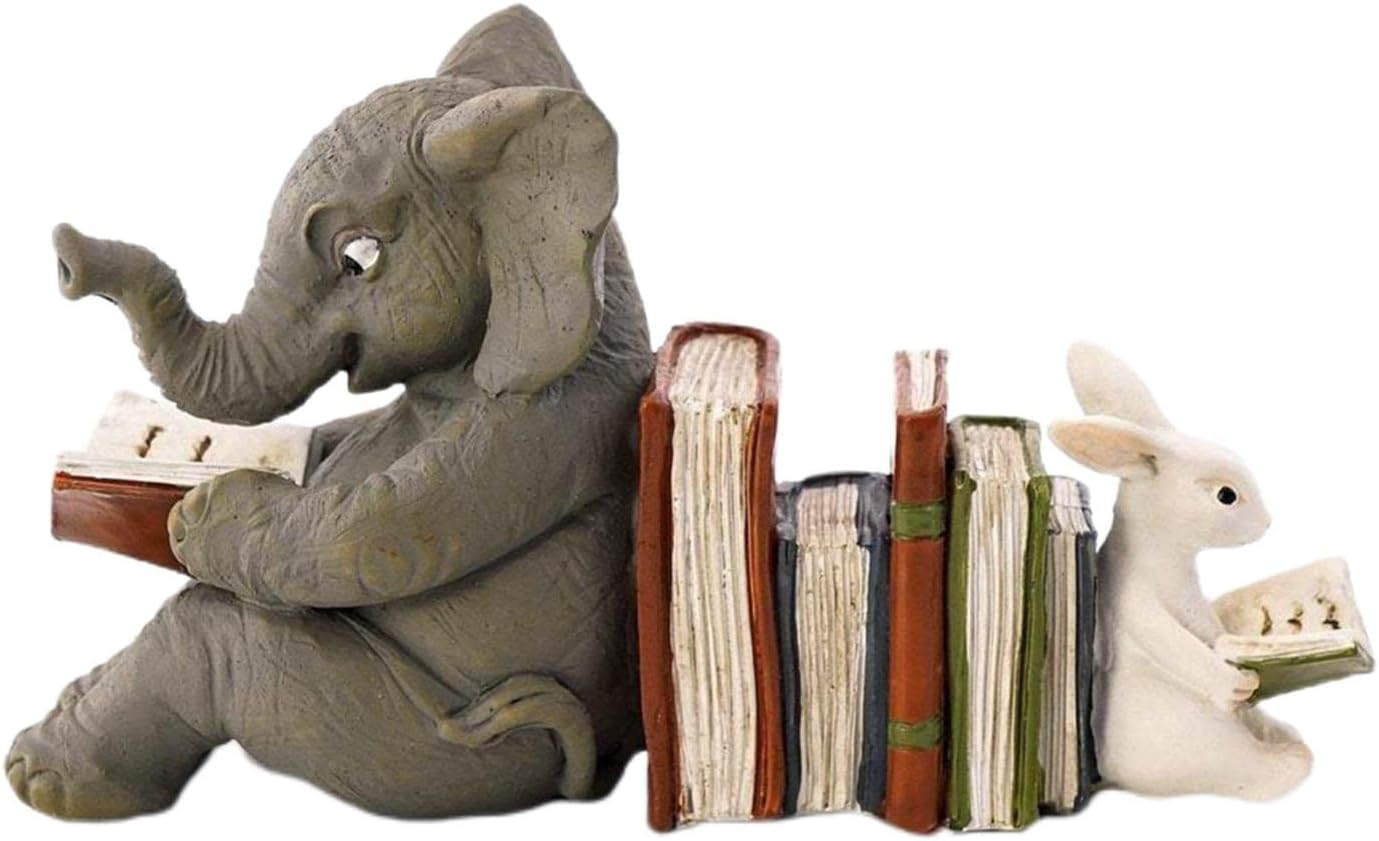 Cute Rabbit Reading Statue,Art Crafts,Resin Ornaments Animal Figurines for Bookshelf Living Wedding Decor